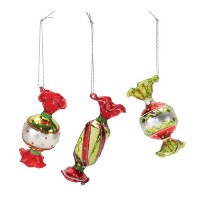 Grabiela 3.25 " Glass Candy Cane Ornament