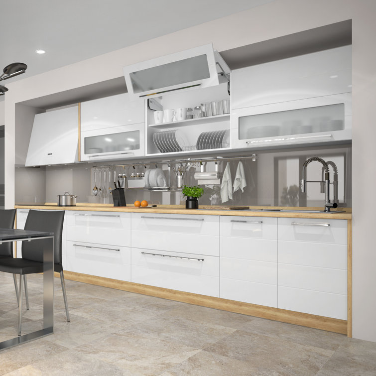 7 kitchen units set, white high gloss complete kitchen units