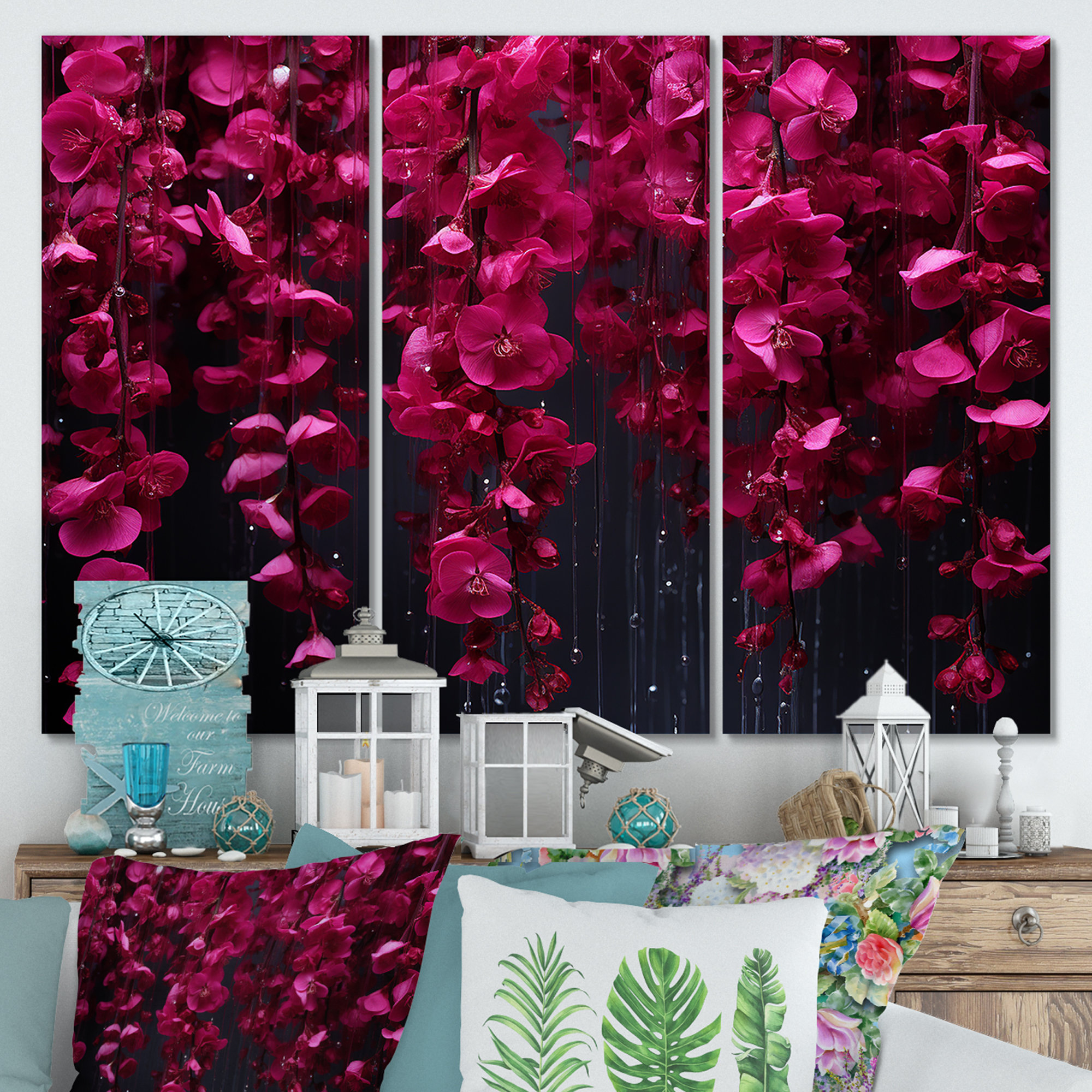 Red Barrel Studio® Pink And Black Blossom Cascade Fuchsia Flowers ...
