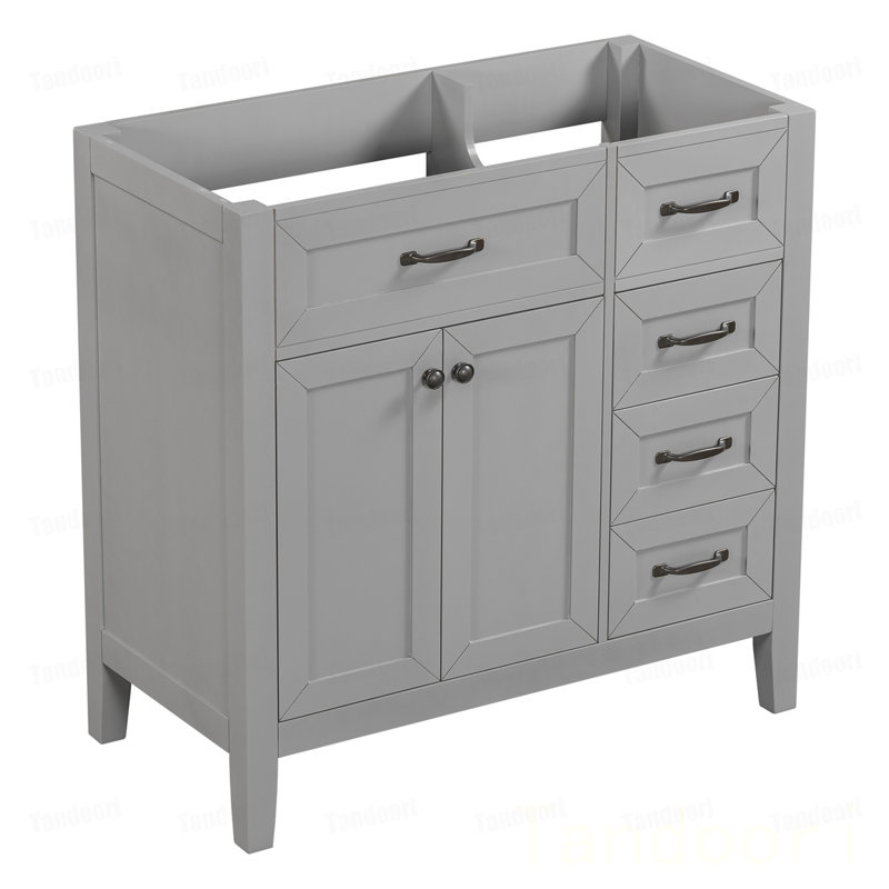 Meuble-lavabo de salle de bain sans lavabo, base d'armoire seulement, armoire de salle de bain avec tiroirs, structure solide et panneau de fibres à densité moyenne