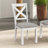 Contemporary 7Pc Dining Set White Oak Table W Leaf 6X Side Chairs Cross Back Cushion Seat Chair