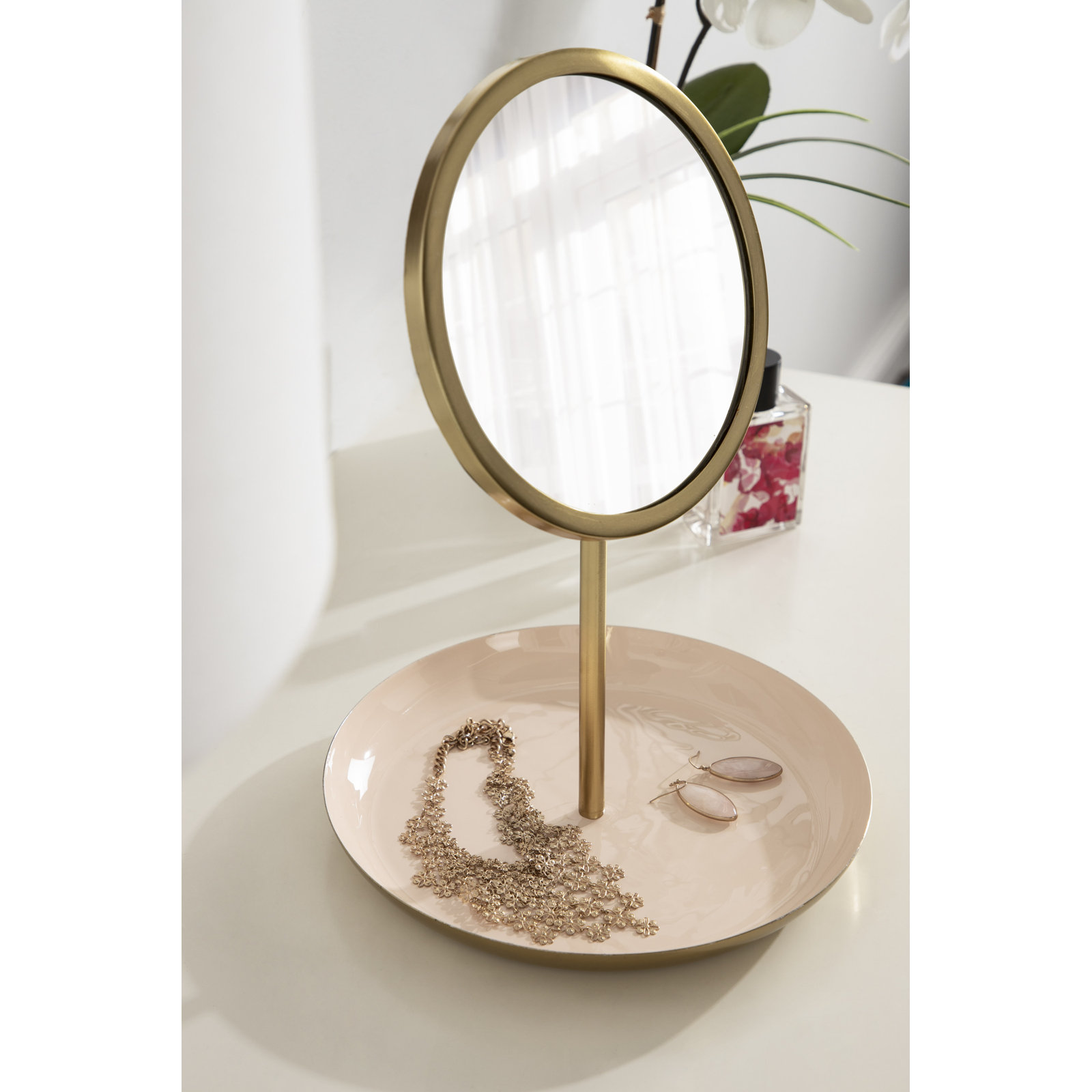 Idria Tabletop Makeup Mirror, Pink
