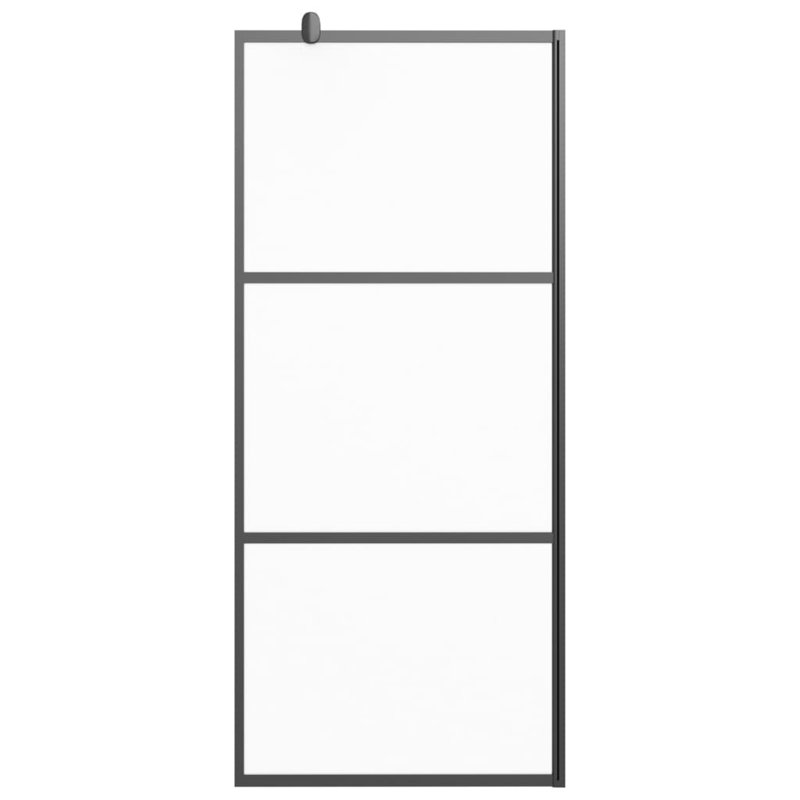Modern Black and Frosted ESG Glass Walk-in Shower Wall 35.4" x 76.8"