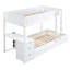 Lit simple superposé simple avec lit gigogne simple, rangement et bureau, blanc