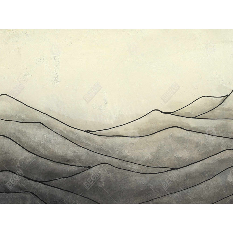 Desatured Waves - Toile grise contemporaine pour la décoration intérieure