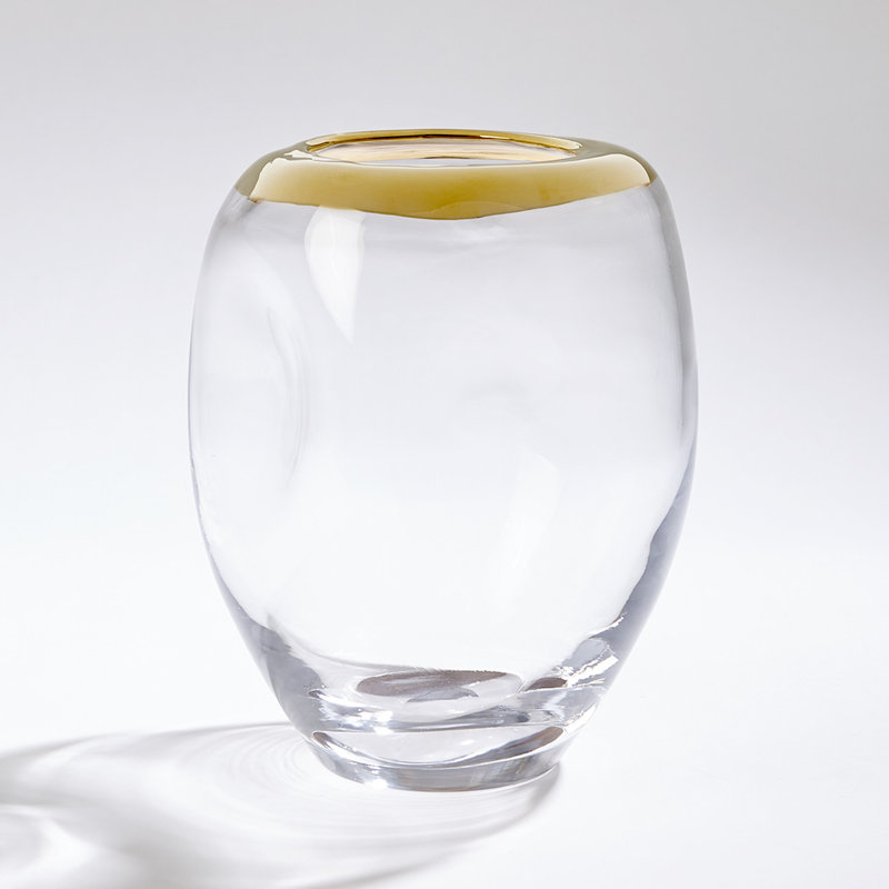 Organic Formed Vase-Med, Clear/Gold