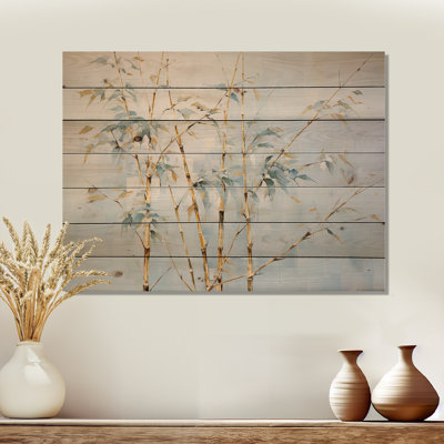«Blue Zen Moment», art mural en bois de bambou sur bois de pin naturel