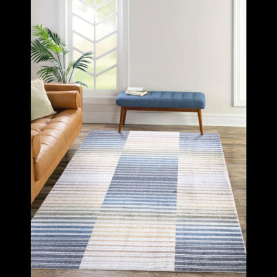 Dente Rectangle Striped Area Rug