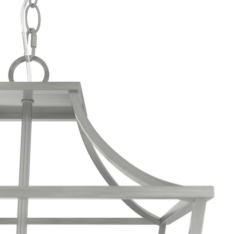 Laurel Ridge 4 - Light Lantern Geometric Chandelier, Brushed Nickel, 23" H x 15.5" W x 15.5" D