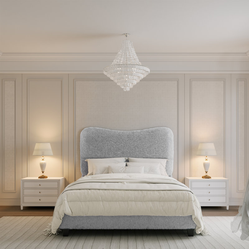Lit tapissier moelleux et moelleux Cloud-Feel, Gris, Grand lit