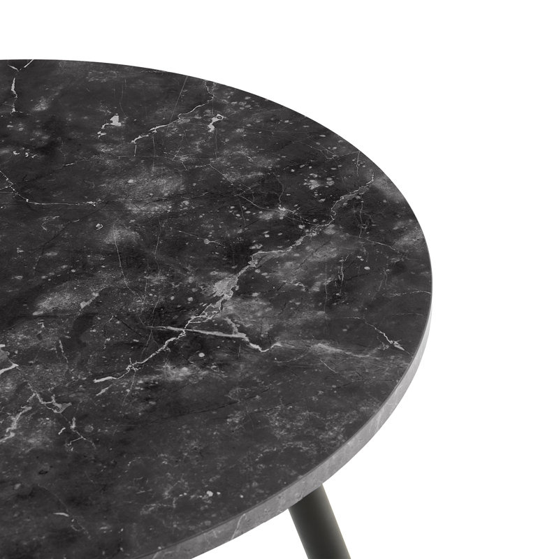 Darcell 100cm Round Dining Table with Marble Effect Top, Marble Black