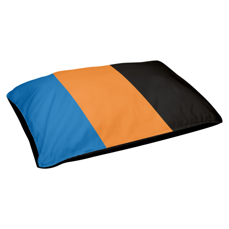 Coussin d'extérieur New York, Bleu / orange / noir, Grand (l 40 po x P 30 po x H 14 po)