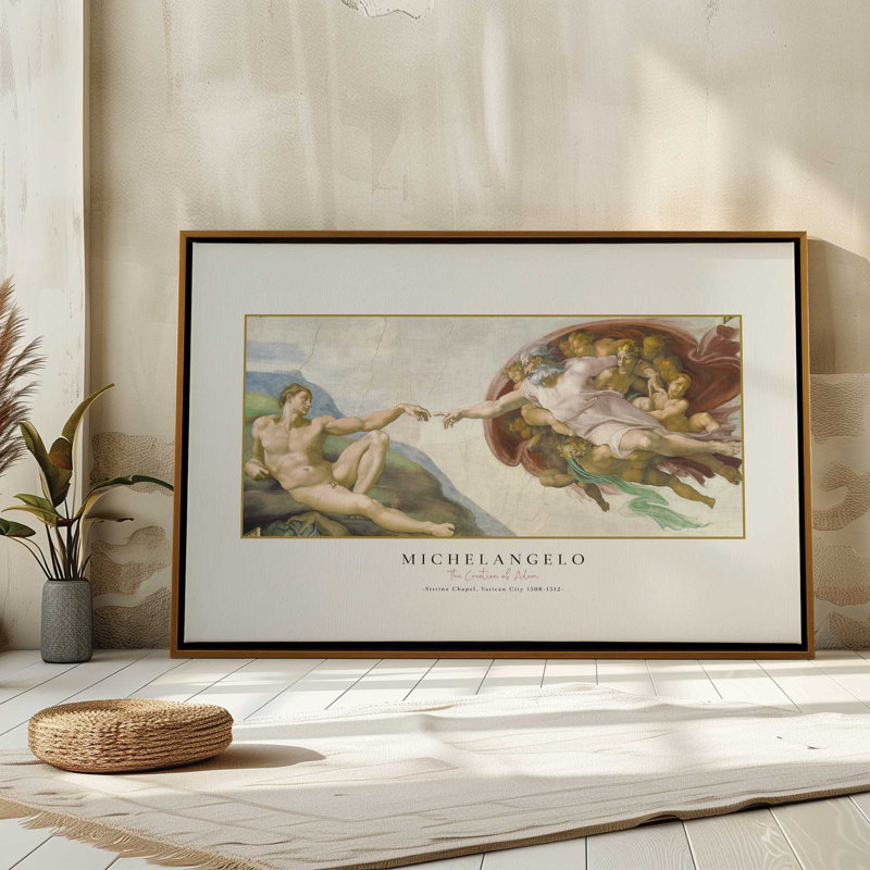 The Creation of Adam by Michelangelo Canvas Print in a Frame, 12.75" H x 18.75" W, Satin Black