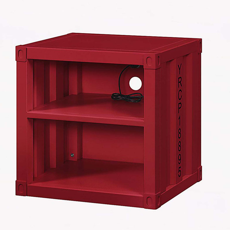 Cargo Red Finish Nightstand W/USB