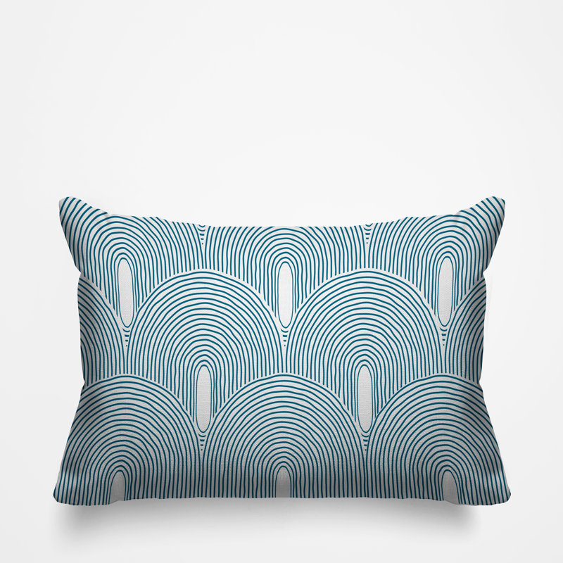 Coussin intérieur / extérieur Limpo Minimalist Mid-Century, 14 po x 20 po, Turquoise, Rectangulaire