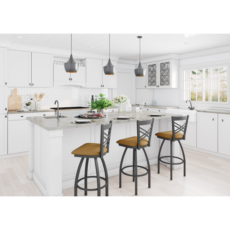 820 Catalina Swivel Stool, Pewter, Vinyl-Canter Saddle, Counter Stool (25" Seat Height)