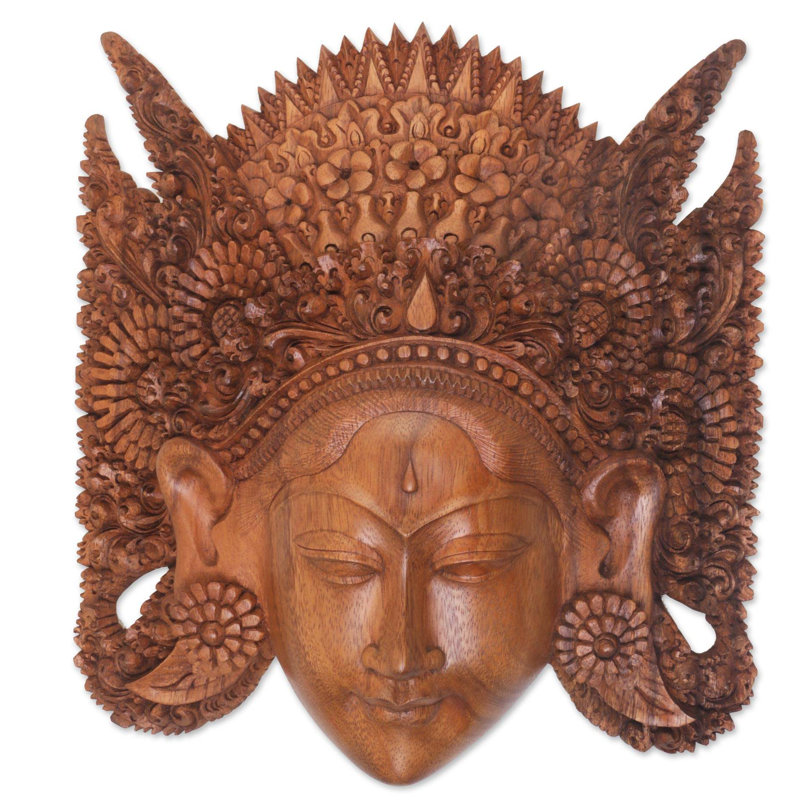Décoration murale magnifique masque en bois sita