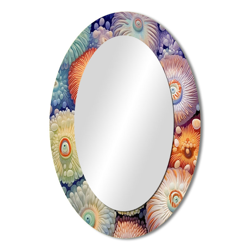 Magnifique miroir mural ovale orange, 36 po x 24 po