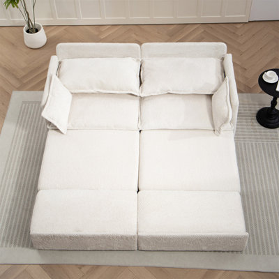 Canapé-lit escamotable de 73,6 pouces, canapé-lit convertible 3-en-1 en velours côtelé, rangement latéral et fauteuil de chargement USB / C-TYPE pour salon, chambre à coucher, appartement