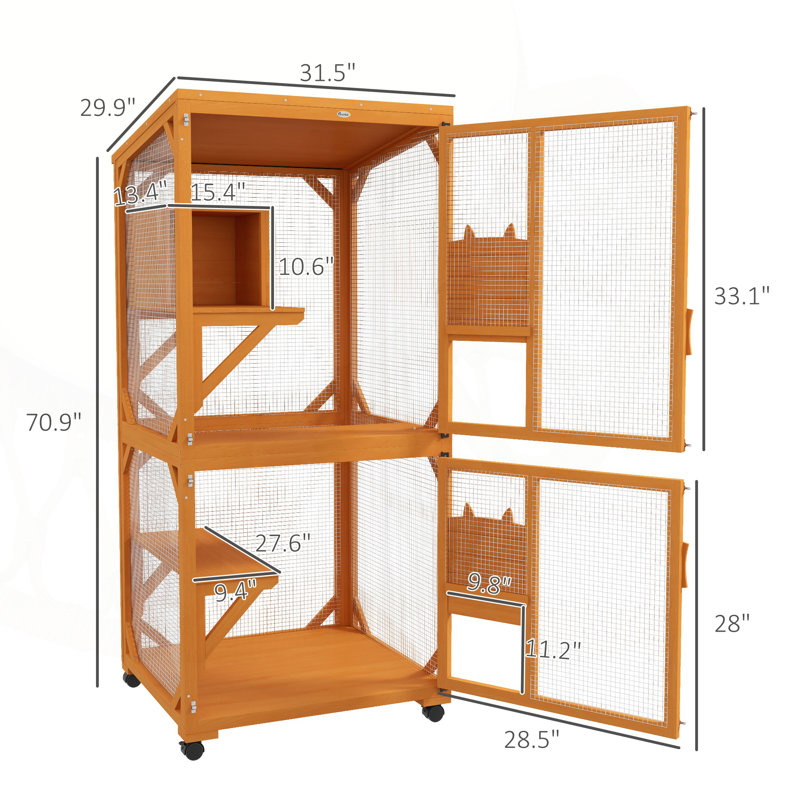 Versatile Large Cat House with Elevated Resting Area and Mobility Feature