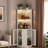 Corner Bar Cabinet With Power Outlet, Adjustable Shelves, Led Light, Glass Holders And Wine Racks
