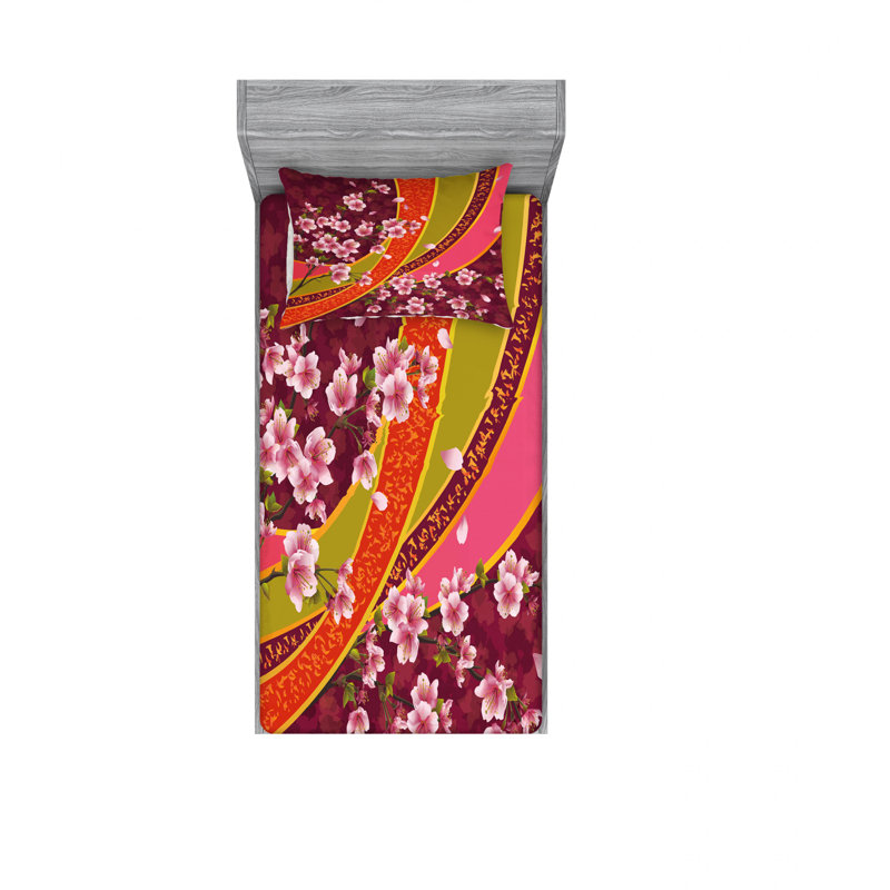 Ensemble de draps Sakura, Ensemble de draps pour lit simple avec drap-housse