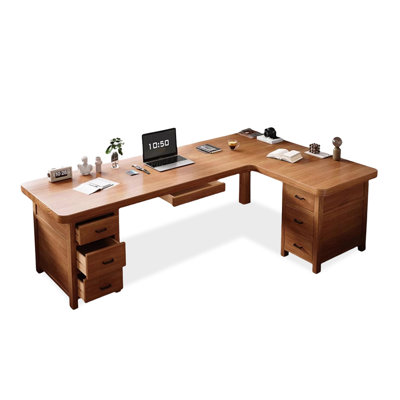 L-Shaped Rectangular Solid Wood desk