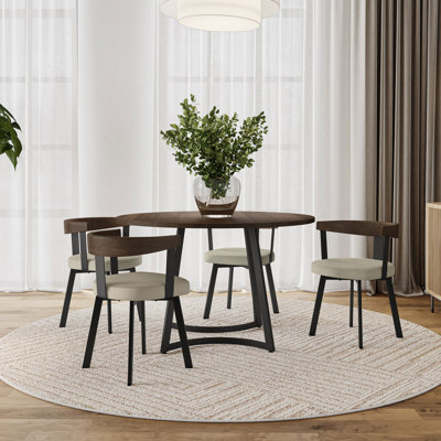 Joelle Solid Wood Table And Lars Chairs 5-Piece Dining Set