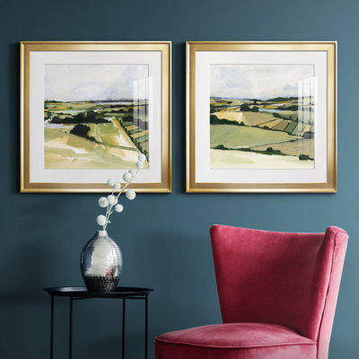 «Patchy Landscape I», ensemble de 2 reproductions d'art encadrées