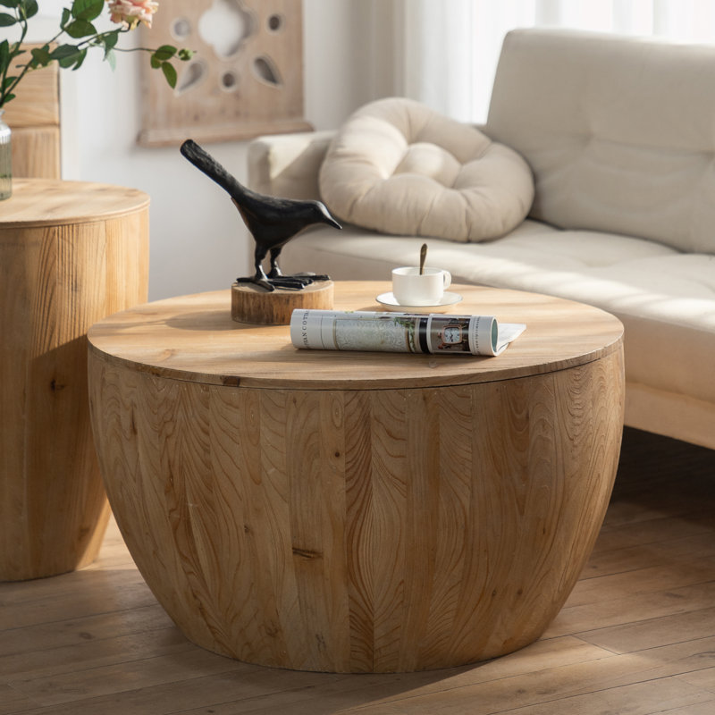 Ekansh Solid Wood Top Coffee Table, 17.72" H x 31.5" W x 31.5" D, Natural