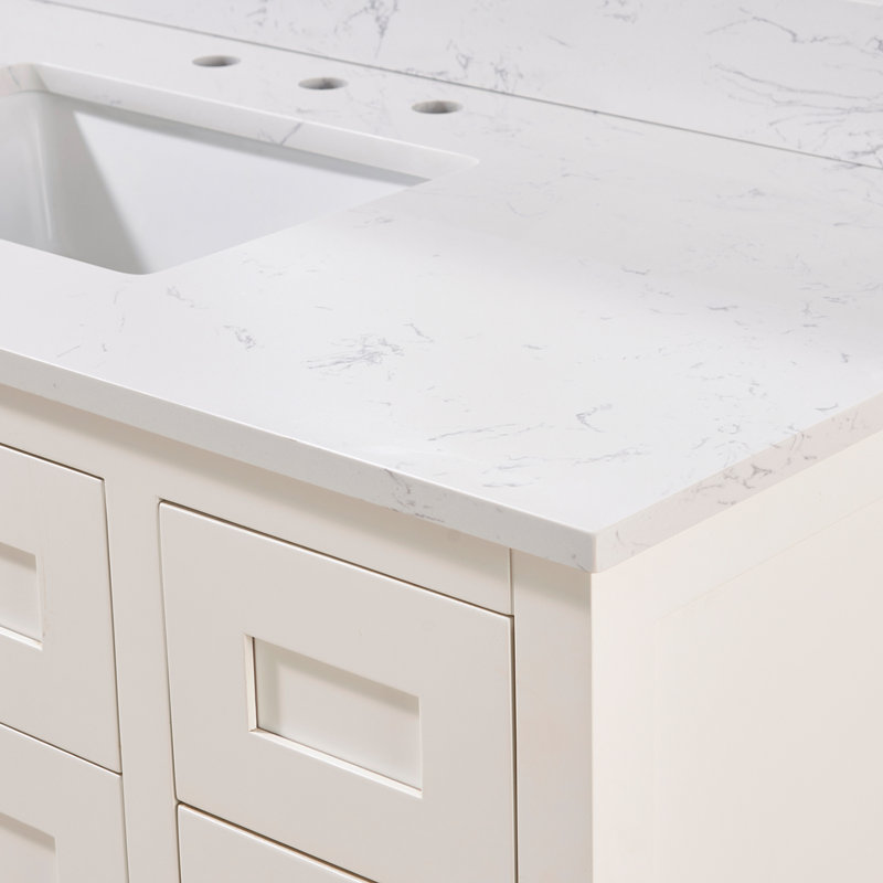 Aosta White 49" Composite Stone Vanity Top with Ceramic Sink