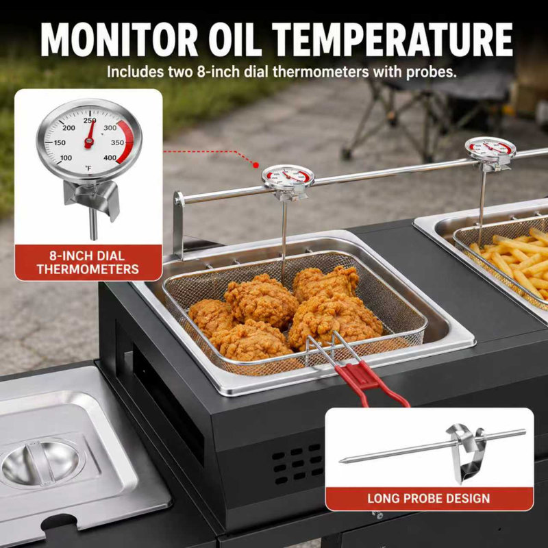 40,000 Btu Outdoor Propane Deep Fryer With Baskets & Lids 