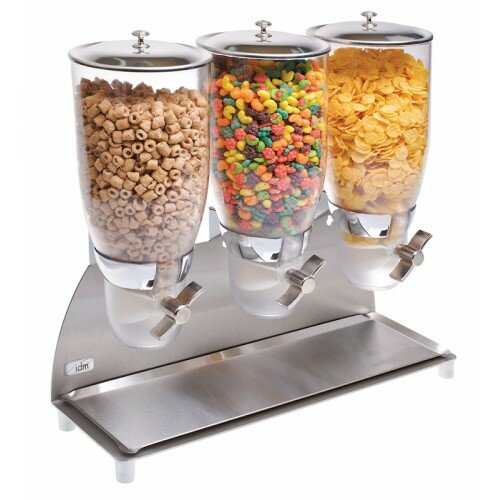 Cal Mil 3511-3-55 3 Cylinder Cereal Dispenser-Stainless Steel - Silver