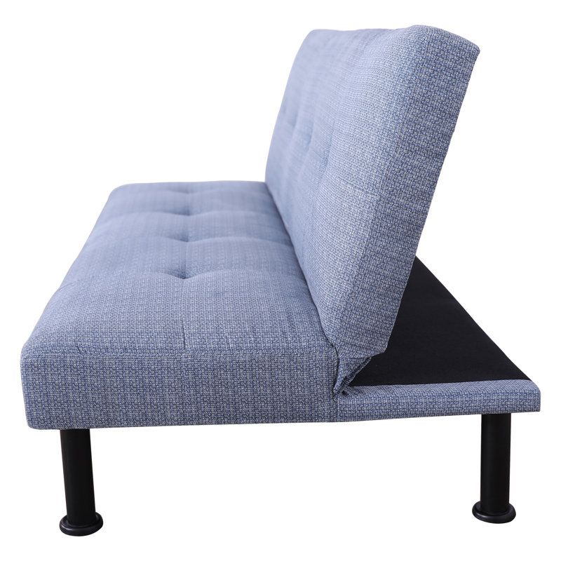 Iselys Twin 64'' Upholstered Convertible Sofa, Blue Linen