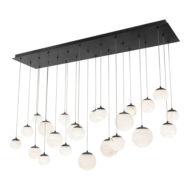Luminaire suspendu à lumières DEL Poissons, Noir, H 5,38 po x l 54 po x P 12 po, 23