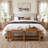 62.99" Solid Wood End of Bed Bench, Farmhouse Long Storage Bedroom Bench with for Bedroom, Living Room