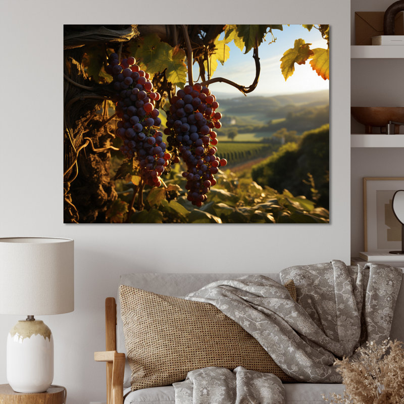 Raisins mauves, attrape-rêves sur toile, Toile tendue, H 12 po x l 20 po x P 1 po