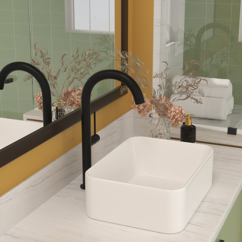Lavabo de salle de bain rectangulaire en céramique blanche 16 "X12"
