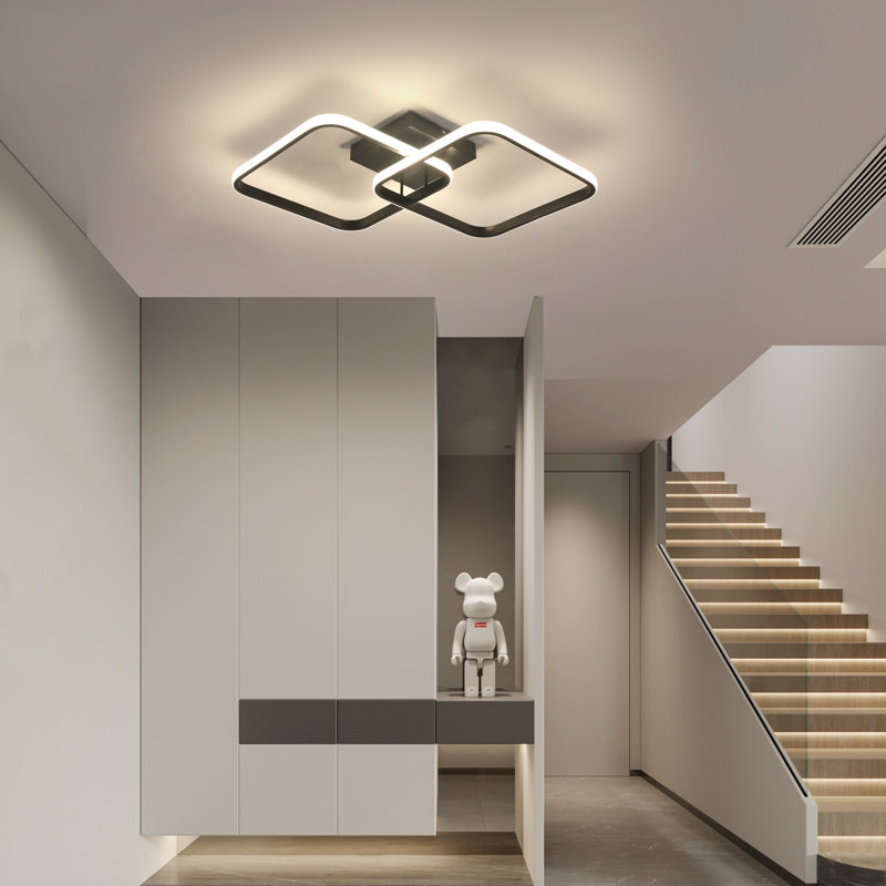  Sleek 2-Light Square Flush Mount, Matte Black