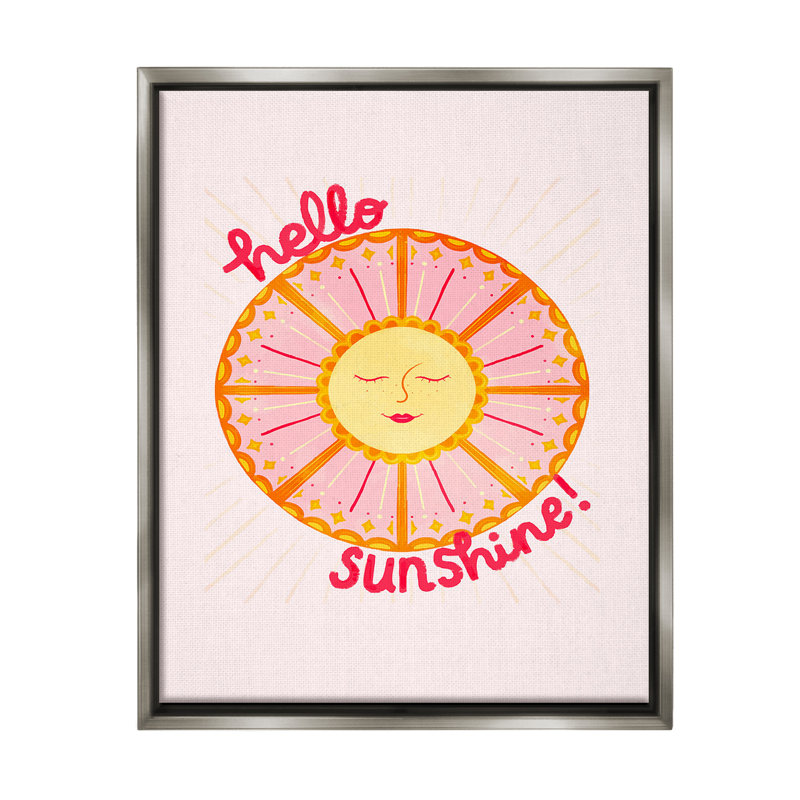 "Geometric Hello Sunshine" par Glad You Here Co. sur toile, Cadre flottant gris lustré, H 31 po x l 25 po