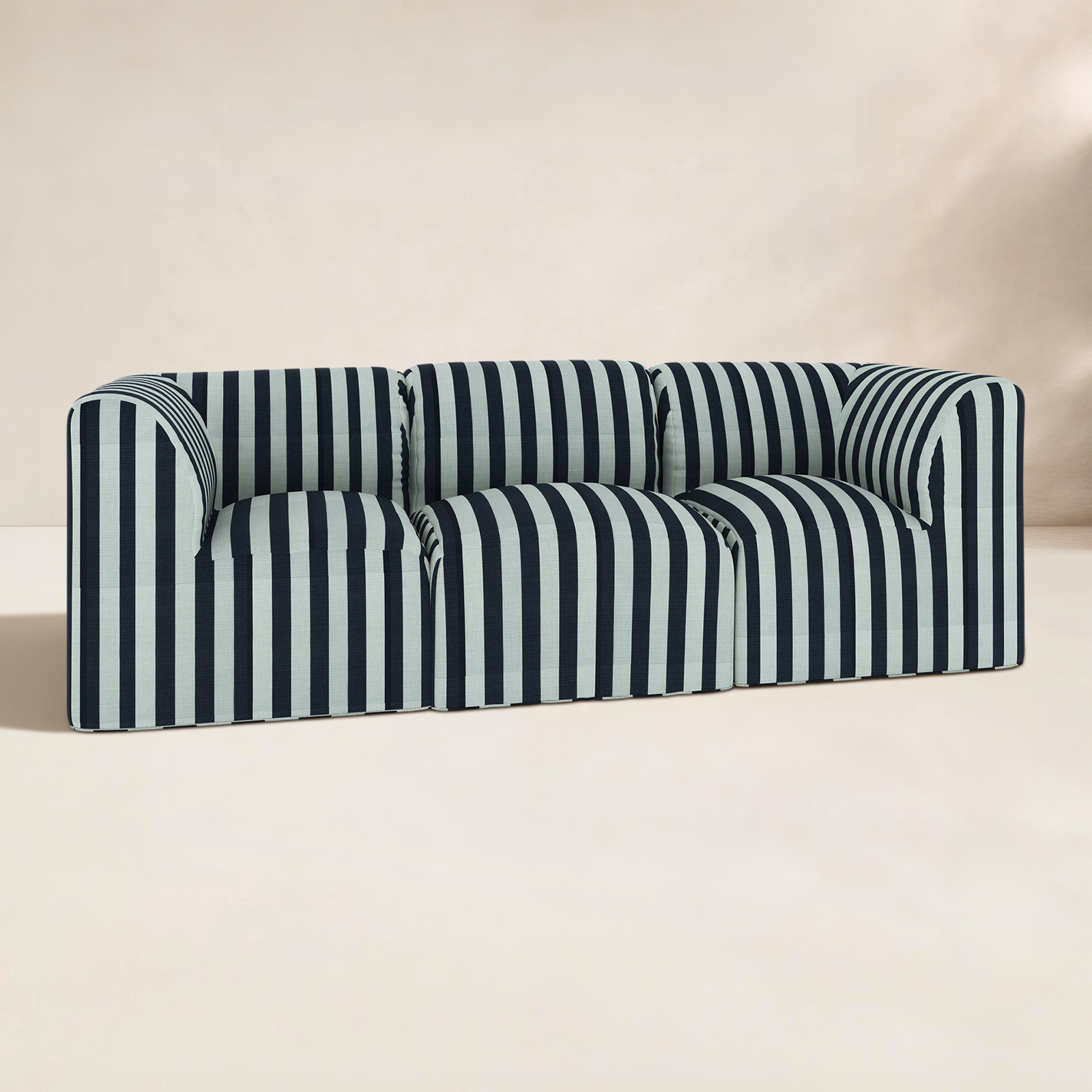 Praia 96" Sunbrella® Modular Outdoor Sofa, Expressive Mist Striped Sunbrella®