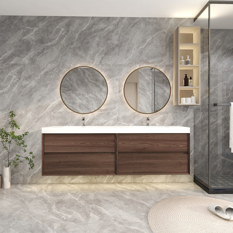 Ensemble de meuble-lavabo double 83 po, Chêne rouge