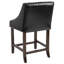 Tabouret à hauteur de comptoir de 24 po à haut dossier transitionnel en bois avec garniture cloutée-492388256-487144156