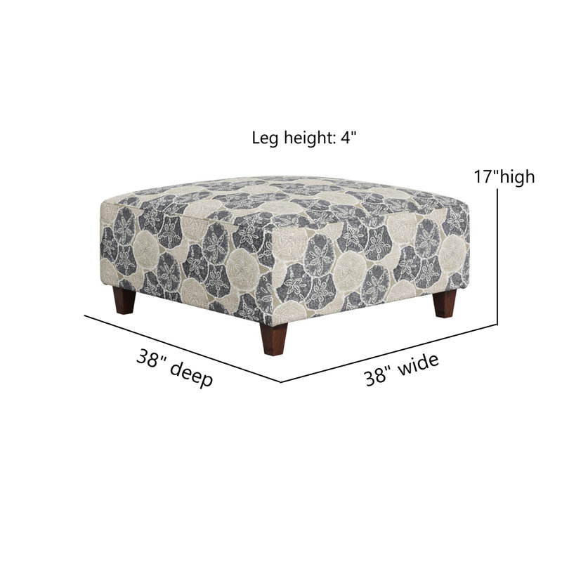 Eurielle Seashore Cocktail Ottoman, Gray/Beige Fabric Option