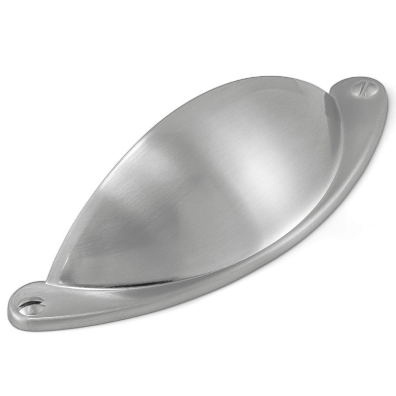Satin Nickel Brushed Cup Pull with Mounting Hardware