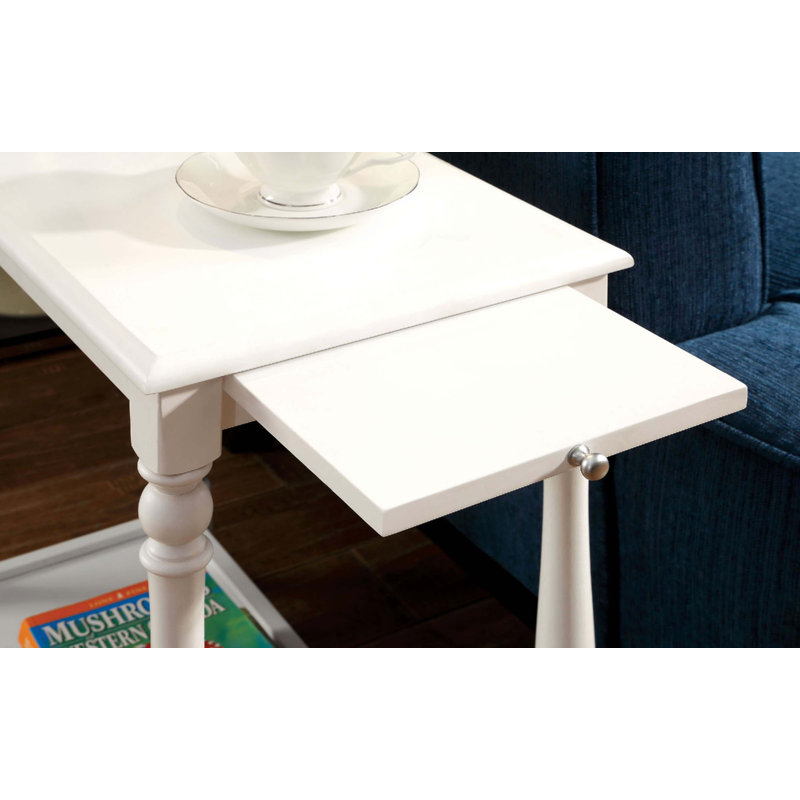 Table de bout transitionnelle 1pc avec tablette cachée et pieds tournés