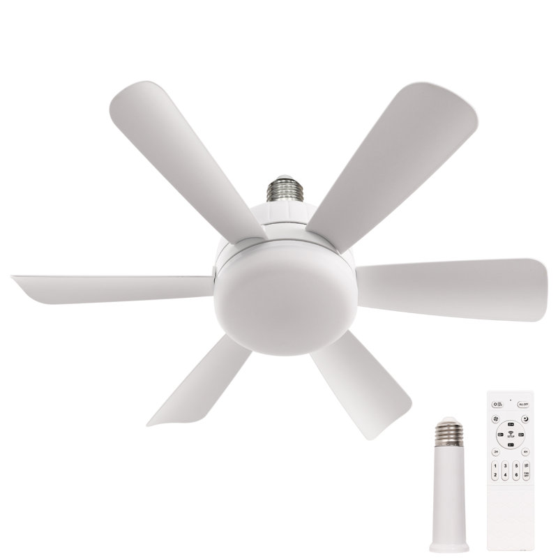 Ventilateur de plafond 18 po avec télécommande et ensemble d'éclairage, 6 vitesses, Blanc, Blanc