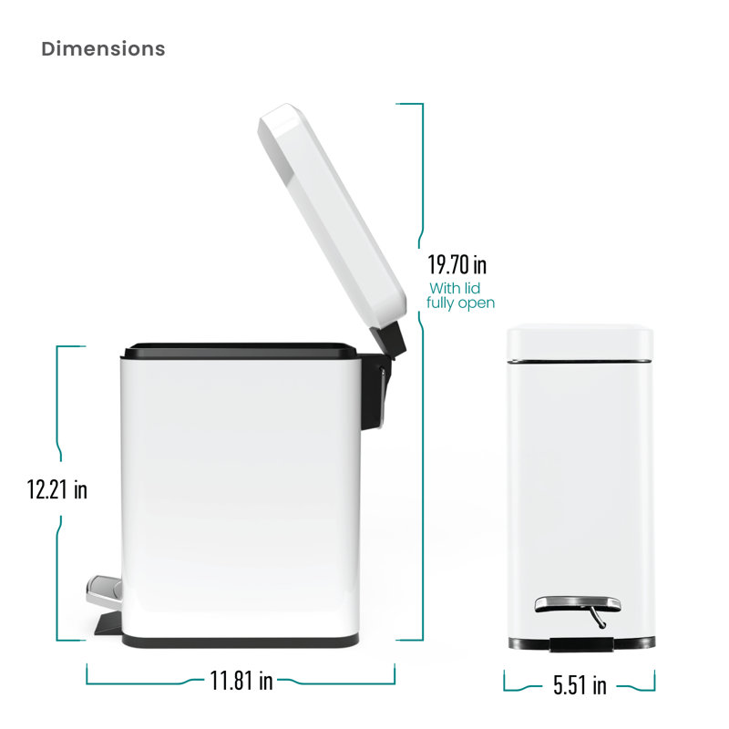 Matte White 1.3 Gallon Stainless Steel Pedal Trash Can