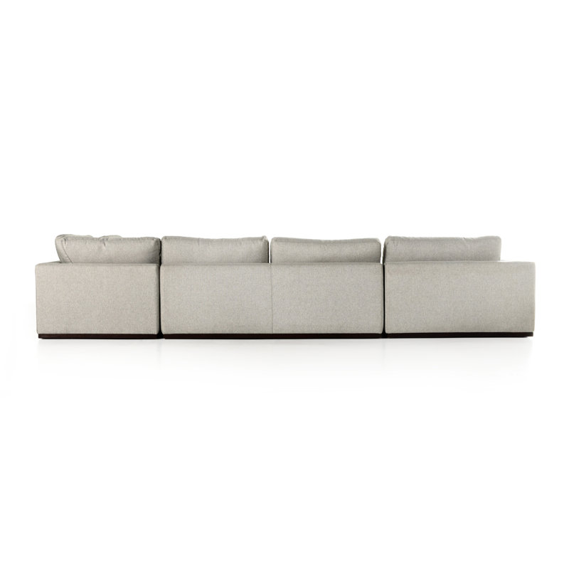 Colt 161" Wide Genuine Leather Left Hand Facing Sofa & Chaise, Left Hand Facing, Aldred Silver Polyester Blend