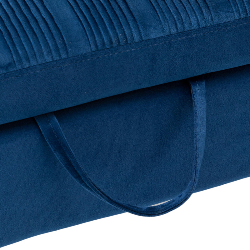 Natayah Velvet Upholstered Storage Bench, Blue 
